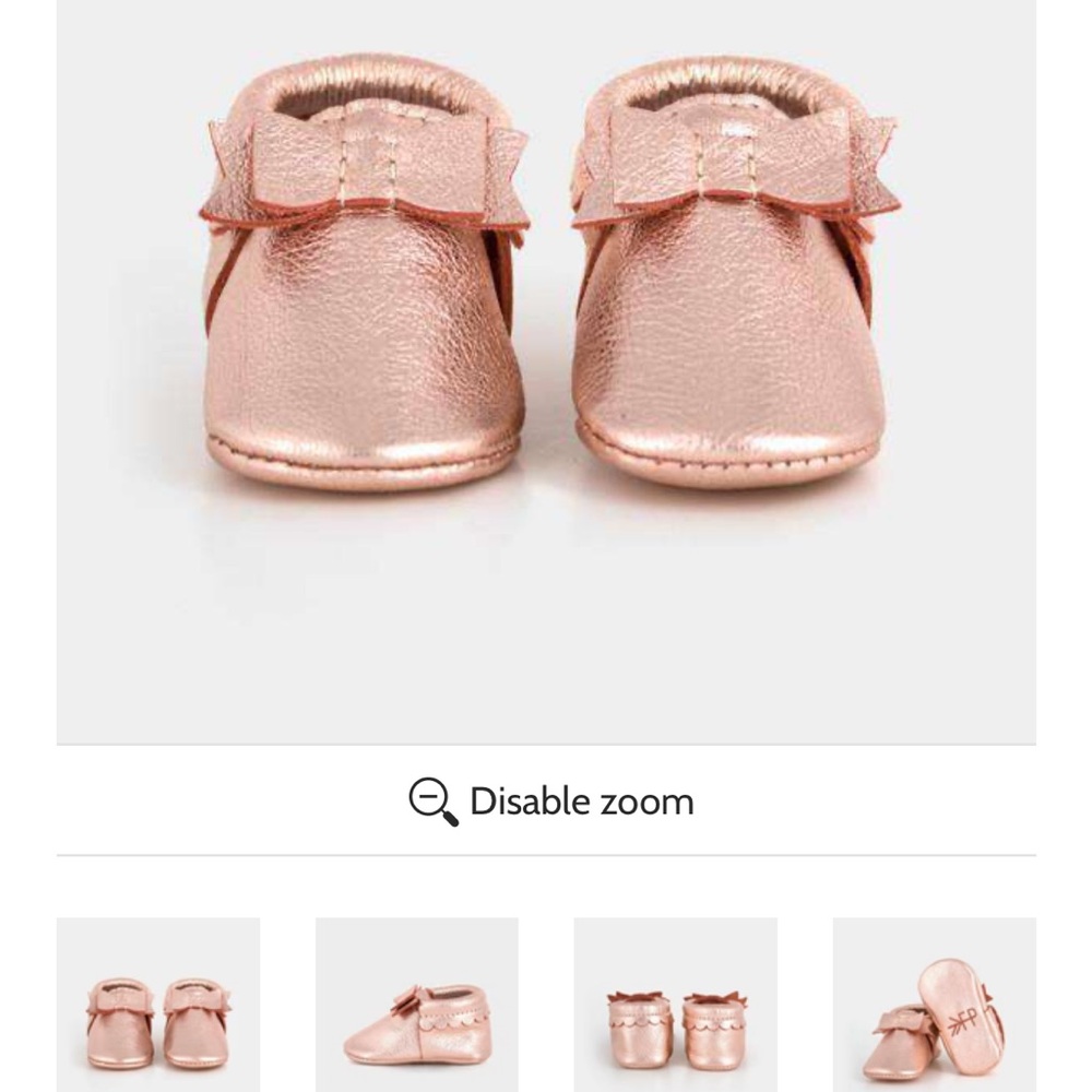 Freshly Picked Rose Gold Bow Mocc size 2